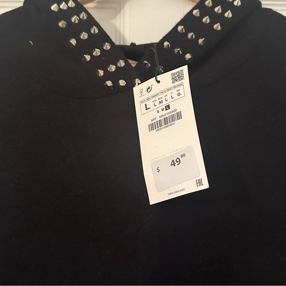 NWT Zara Studded Spike Black Hoodie - Picture 6 of 6